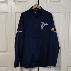 Adidas Atlanta Falcons Men's Navy Blue Jacket Size LG Climalite Pullover Pockets